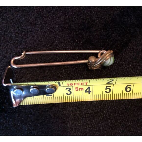 ANTIQUE - 🎉HP🎉 Brass? & Tiger Eye Art Nouveau Bar Pin/Collar Bar/Kilt Pin - Picture 9 of 10
